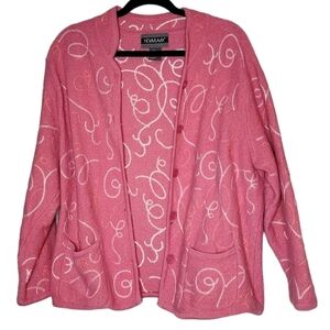 NOUVNEAUX WOOL pink cardigan sweater with pockets,  XL.